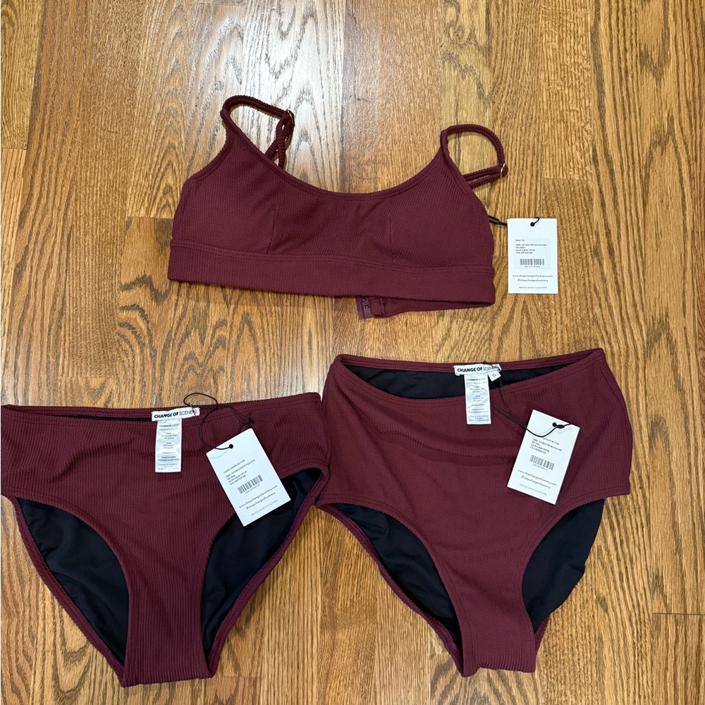 NWT Change of Scenery Burgundy Bikini Set